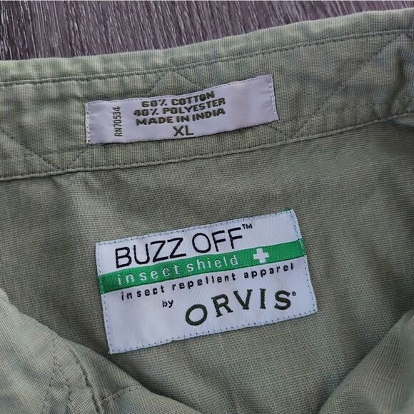 Orviz Buzz Off Insect Repellant Men’s Long Sleeve Button Up Green Shirt XL - Picture 3 of 7